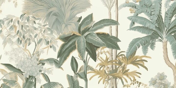 Fototapeta Oriental Landscape vintage Wallpaper background, wallpaper vintage green, background vintage, background green, background abstract,flowers in the garden vintage background