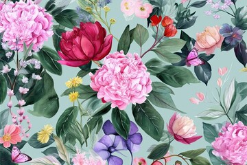 Oriental Landscape vintage Wallpaper background, wallpaper vintage green, background vintage, background green, background abstract,flowers in the garden vintage background