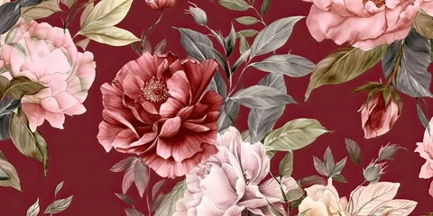 Gordijnen wallpaper vintage red, background vintage, background red, background abstract,flowers in the garden vintage background © peacefy