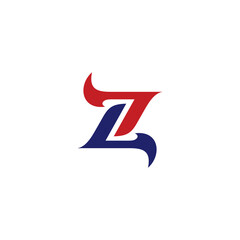 Abstract Initial Letter Z Logo With Red and Blue Color. Z Logo Icon