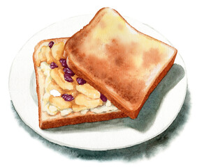 アナログ水彩アップルパイ風トースト