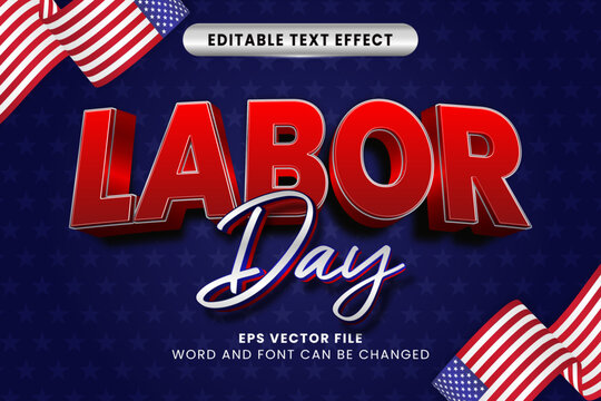 Labor day 3d editable vector text effect