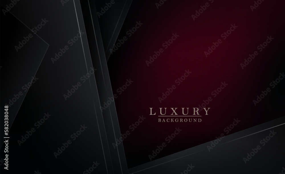 Wall mural geometric design with burgundy and black gradient bias curtains