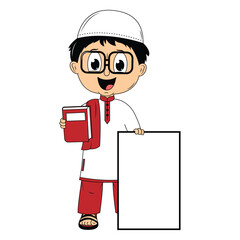 cute moslem boy cartoon illustration