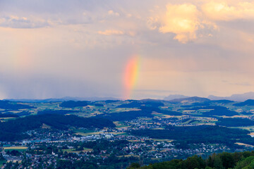 Beautiful rainbow over Bern city in Switzerland