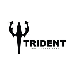 Trident Logo, Vector Magic Spear of Poseidon Neptune, Triton King Design, Template Icon Brand Illustration