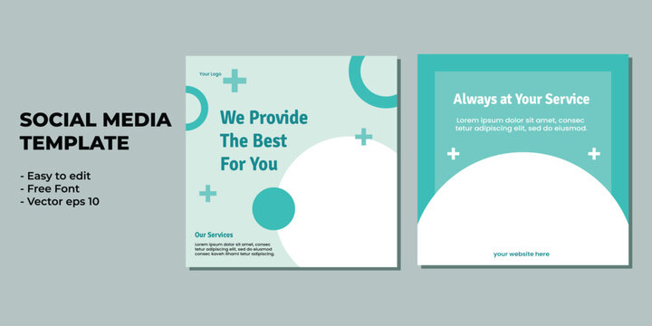 Medical healthcare service social media post template design. Hospital, doctor, clinic and dentist health business promotion flyer poster.