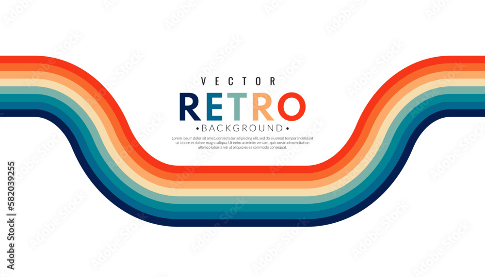 Poster abstract minimalist retro background with curve stripes elements. 70s lines on white background. gra