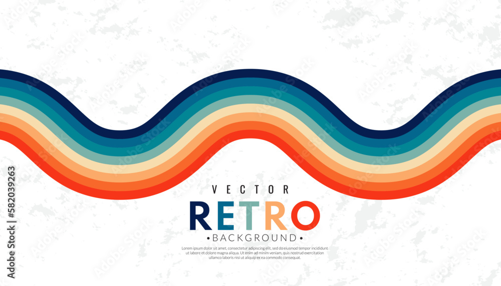 Poster abstract minimalist retro background with wavy stripes elements. 70s lines background. graphic vecto