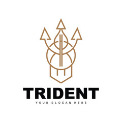 Trident Logo, Vector Magic Spear of Poseidon Neptune, Triton King Design, Template Icon Brand Illustration