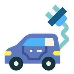 electric car flat icon style