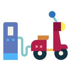 Scooter Charging flat icon style