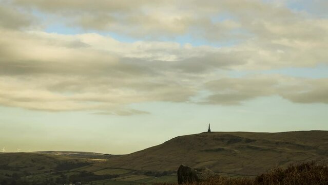 This scenic timelapse of the stoodley pike lookout monument , this 100's of years old piece of history sits in the town of todmorden located in north west yorkshire 