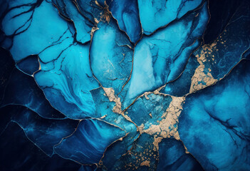 Blue abstract background, Marble texture, Watercolor, Generative AI