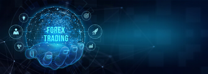 FOREX TRADING, new business concept.  Business, Technology, Internet and network concept. 3d illustration