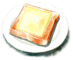 水彩チーズトースト