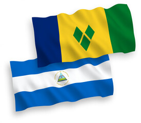 Flags of Saint Vincent and the Grenadines and Nicaragua on a white background