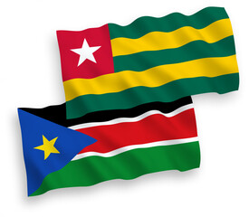 Flags of Togolese Republic and Republic of South Sudan on a white background