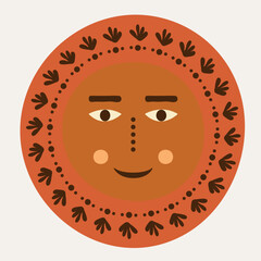 Fototapeta premium Male bizzare visage, abstract personage, mascot design, funny face, cute icon.