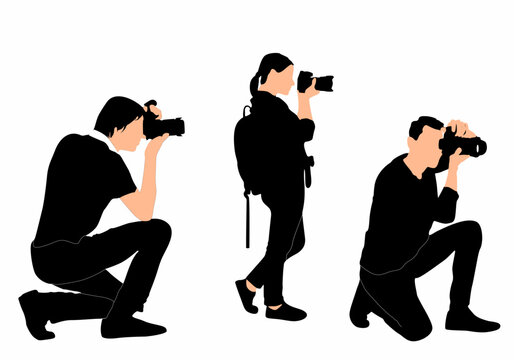 collection of photographer silhouettes, logos, icons