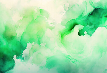 Fototapeta na wymiar Green abstract background, Marble texture, Watercolor, Generative AI