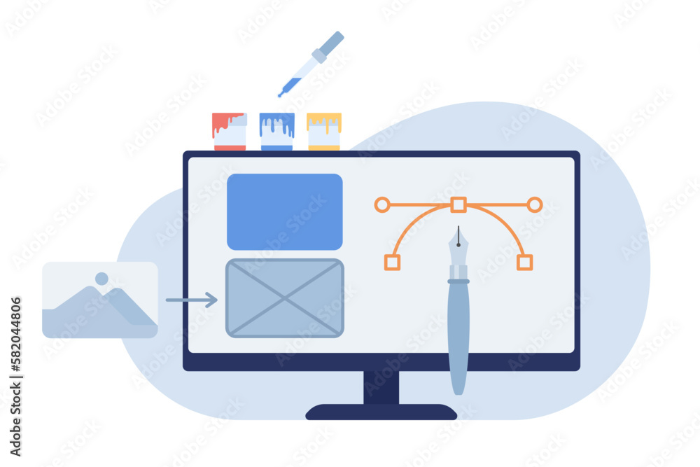 Poster designing good-looking website flat concept vector spot illustration. computer monitor. editable 2d 