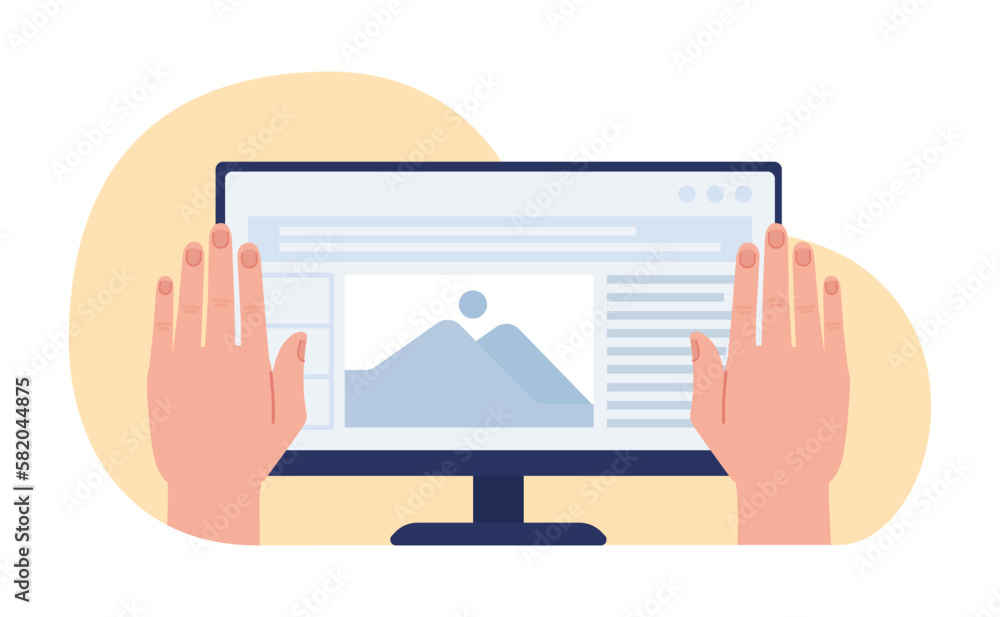 Poster responsive website design for computer device flat concept vector spot illustration. editable 2d car