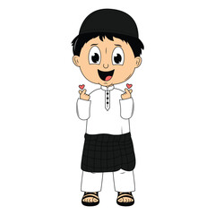 cute moslem boy cartoon illustration