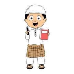 cute moslem boy cartoon illustration