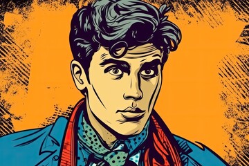 The Pop Art Man: Bold and Colorful Portrait of Youthful Handsomeness