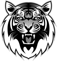 tiger logo - black grey version on transparent background