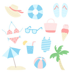 Hand drawn illustration of summer elements.