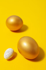 Pension rewards, returns and investment funding concepts, golden eggs