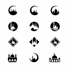 set of mosque vector illustration