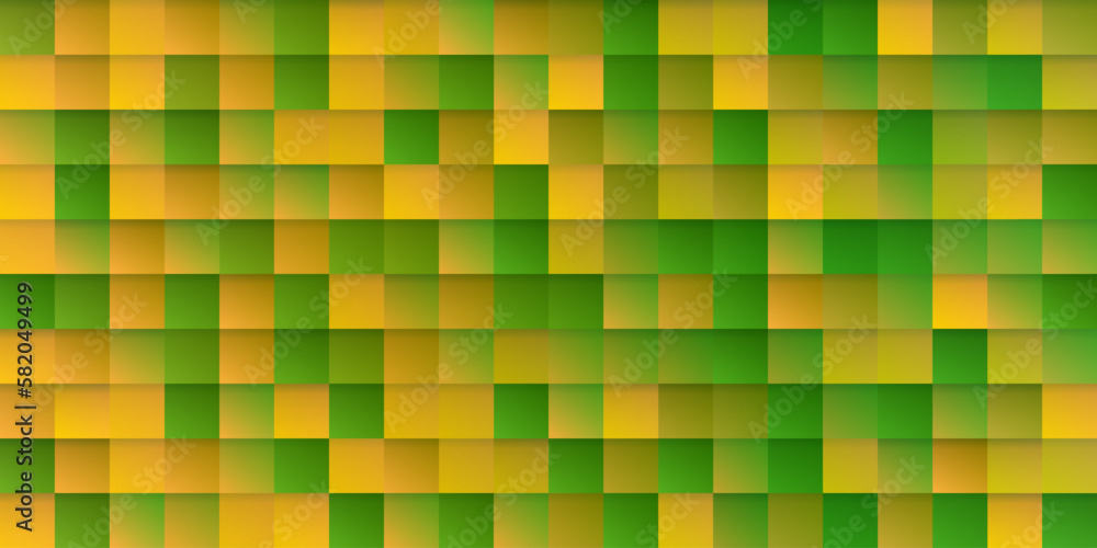 Poster abstract colorful pixelated surface pattern with random colored orange, yellow, brown and green squa