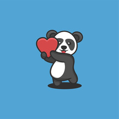 cute panda standing logo design