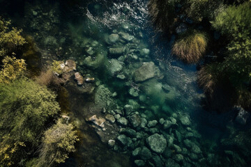 Fototapeta na wymiar a top view of river. nature. generative ai 