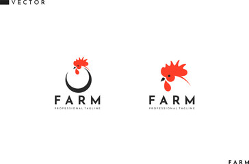 Abstract rooster logo. Farm animal