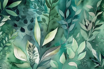 Botanical watercolor wallpaper pattern. generative ai	