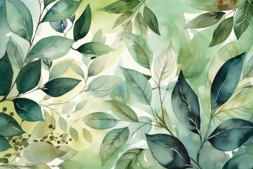 Fototapeta na wymiar Botanical watercolor wallpaper pattern. generative ai 