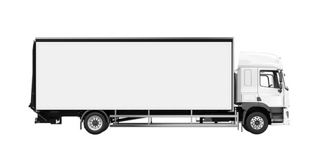 white delivery truck side view cargo truck advertising  - obrazy, fototapety, plakaty