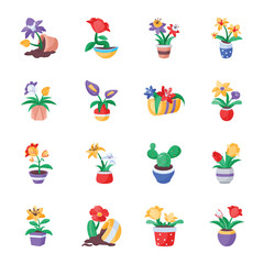 Pack of Premium Flat Decorative Plants Icons 

