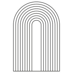 modern illustration minimalistic retro aesthetic linear boho frame arch arc portal logo bohemian design element mystical geometric abstract border