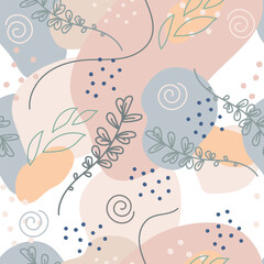 Obraz na płótnie Canvas Seamless pattern with plants in trendy colors vector dusty pink
