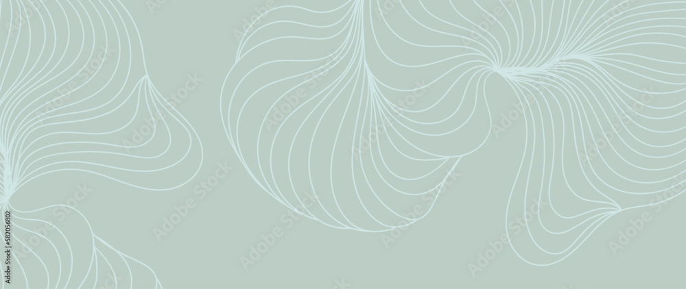 Wall mural abstract flower line background vector. minimalist pencil hand drawn contour doodle scribble curve l