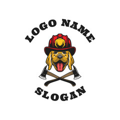 Dog Firefighter Graphic Logo Design