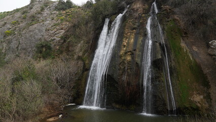 Fototapeta na wymiar View of the Tanur waterfall, in the Ayun Stream Nature Reserve, Upper Galilee, Northern Israel