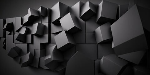Abstract Black 3D Geometric Pattern Background, Cubes