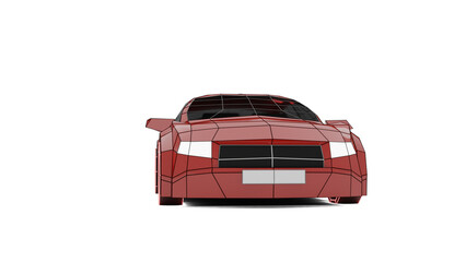 Obraz na płótnie Canvas red car isolated made in 3d wireframe