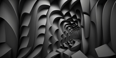 Dark geometric 3D tunnel pattern backdrop